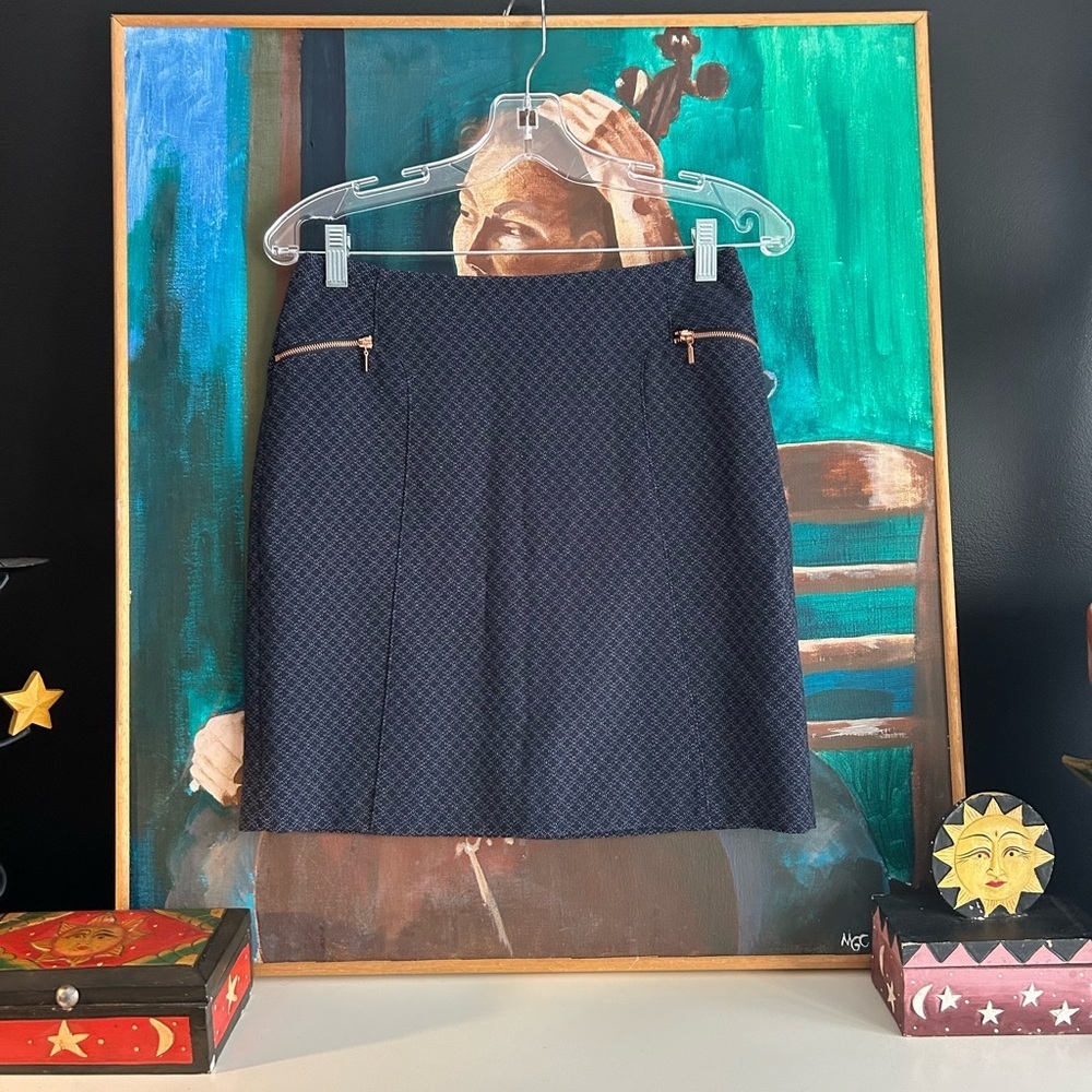 Esprit Textured Dark Blue Pencil Mini Skirt Size 04